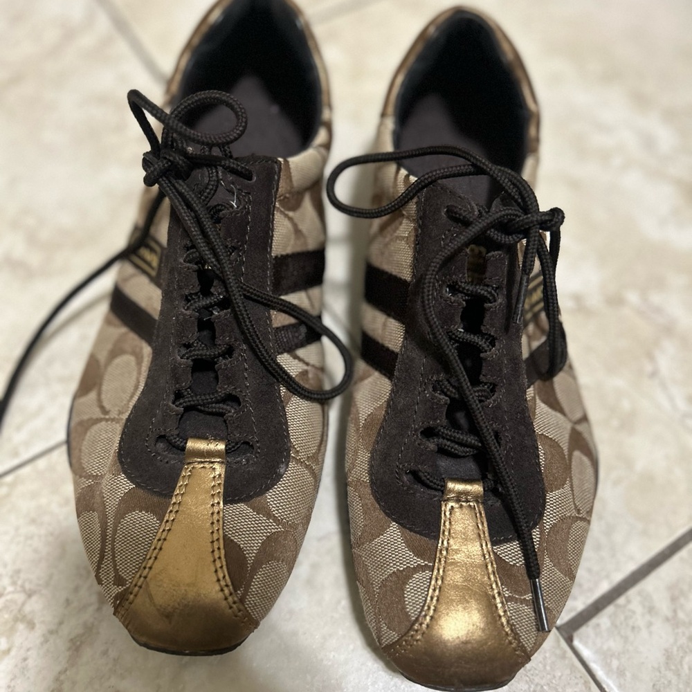 Coach Brown and Gold Athletic Shoes